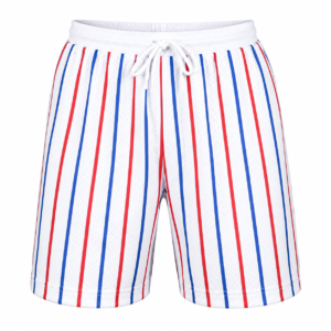 Red & Blue Pinstripe Mesh Shorts
