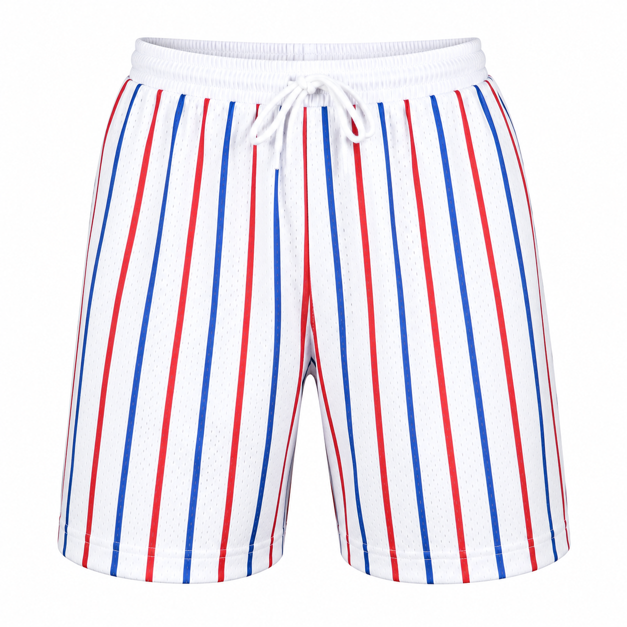 Red & Blue Pinstripe Mesh Shorts