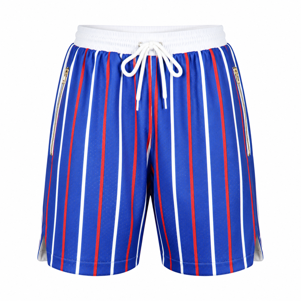Striped Mesh Zip-Pocket Shorts – Royal Blue