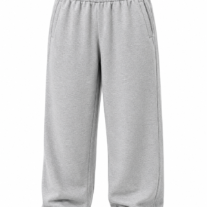 Relaxed Wide-Leg Sweatpants – Light Grey