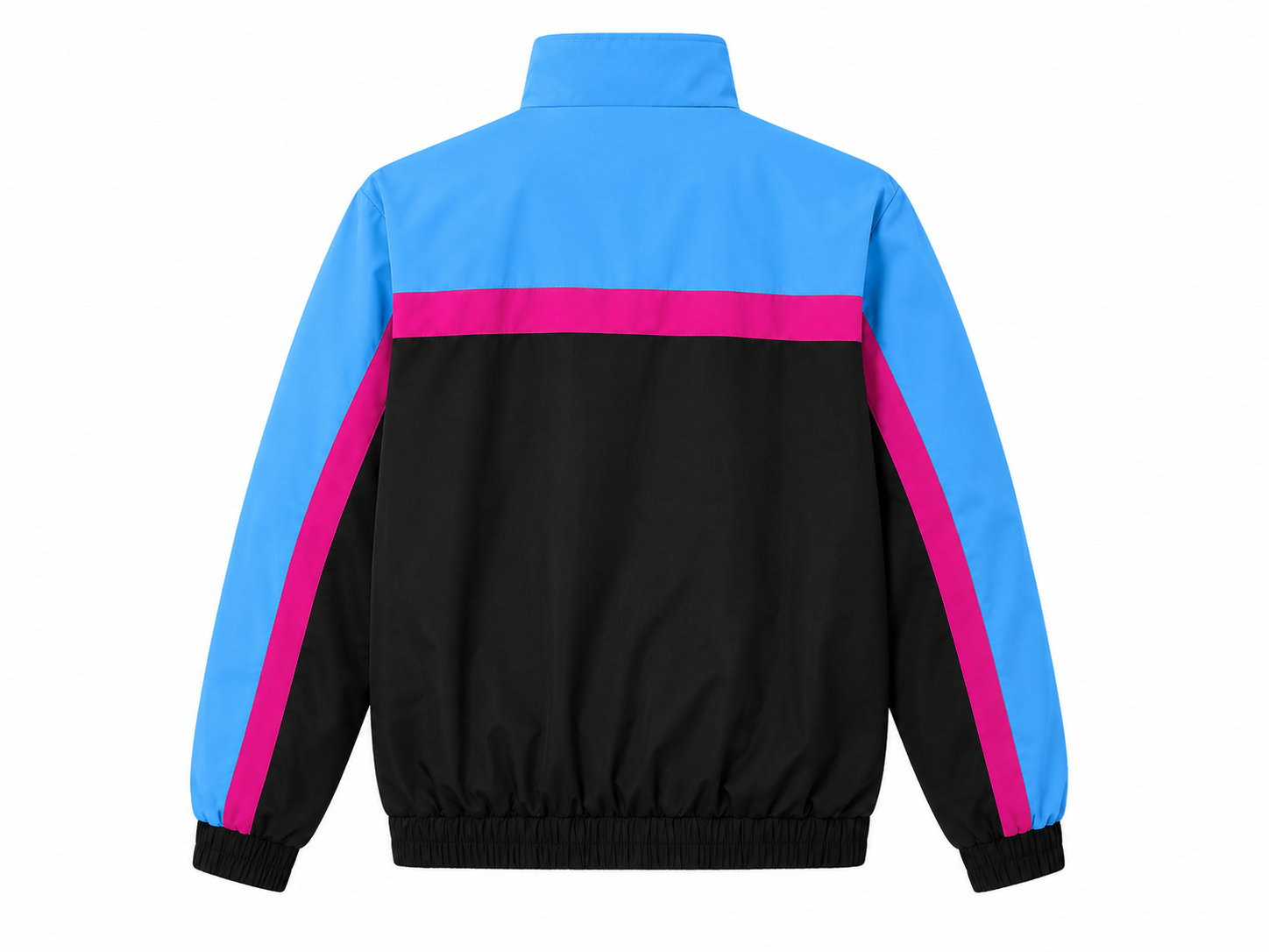 Colorblock Retro Track Jacket – Blue, Black & Pink - Image 2