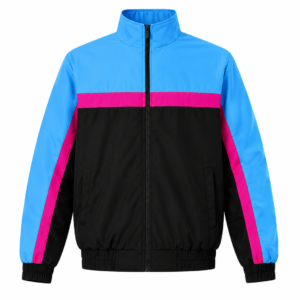 Colorblock Retro Track Jacket – Blue, Black & Pink
