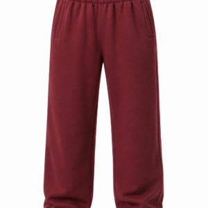 Relaxed Wide-Leg Sweatpants – Burgundy
