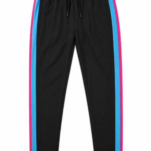 Neon Track Stripe Sweatpants – Black