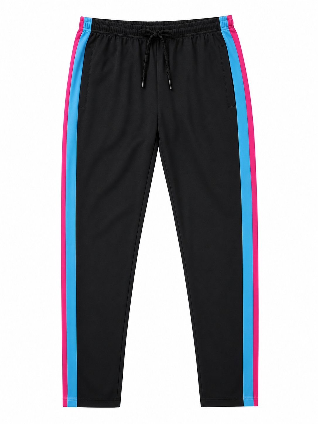 Neon Track Stripe Sweatpants – Black
