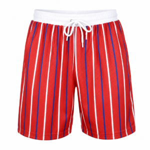 Striped Mesh Streetwear Shorts – Red