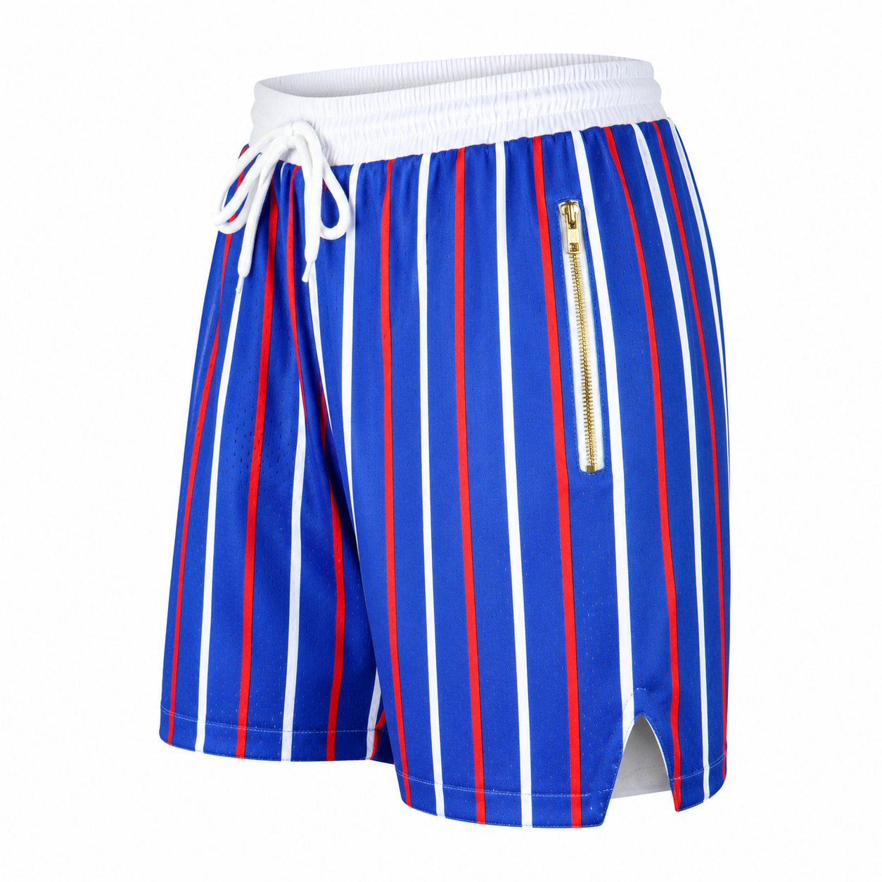 Striped Mesh Zip-Pocket Shorts – Royal Blue - Image 3