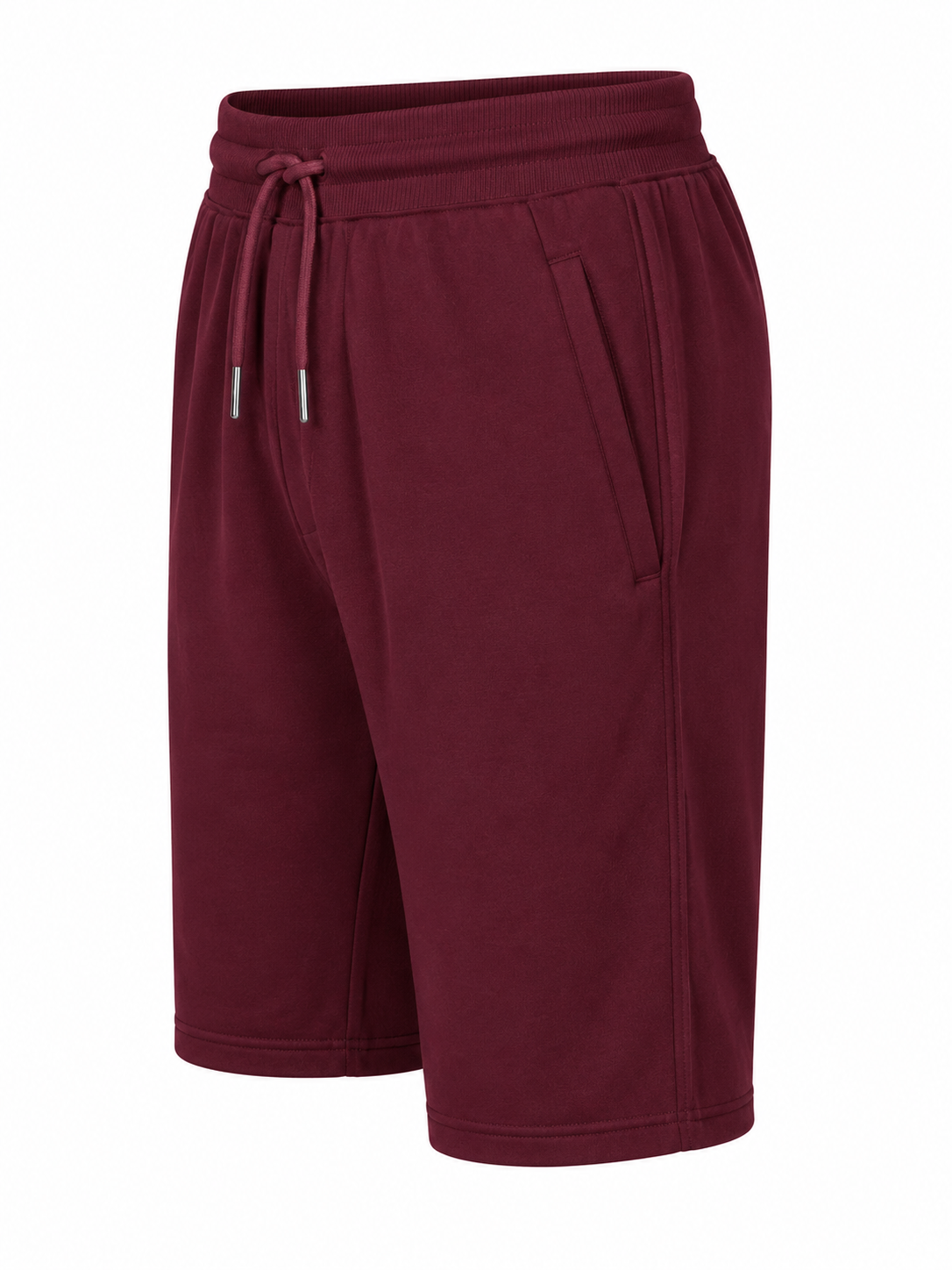 Classic Drawstring Sweat Shorts – Burgundy - Image 3
