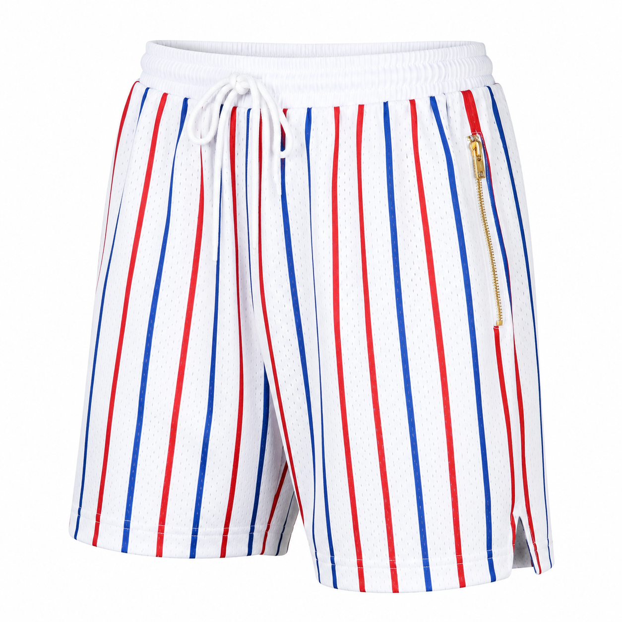 Red & Blue Pinstripe Mesh Shorts - Image 2