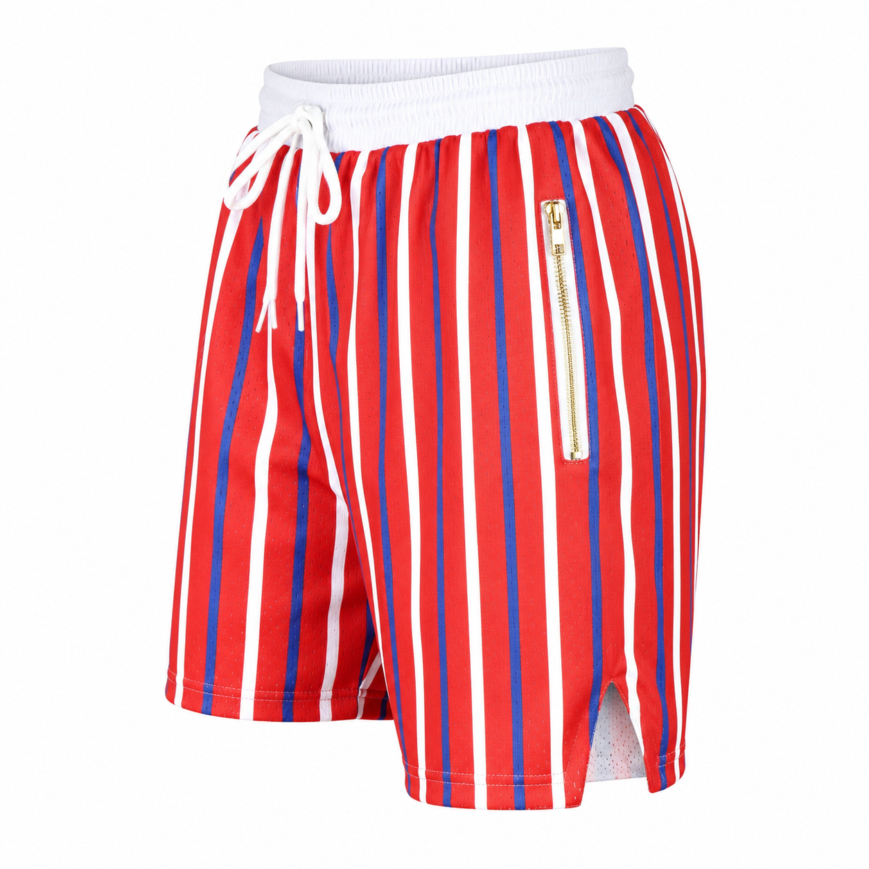 Striped Mesh Streetwear Shorts – Red - Image 3