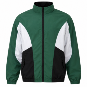 Retro Colorblock Track Jacket – Green, White & Black